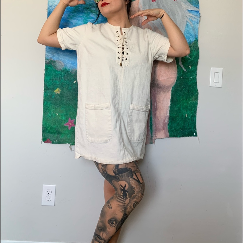 Off-white canvas TopShop Dress.